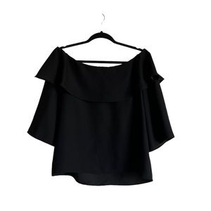 Banana Republic- Black Off-The-Shoulder Ruffle Top, Size Medium